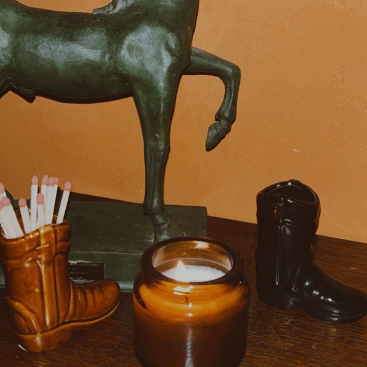 Porte allumettes Botte de cowboy