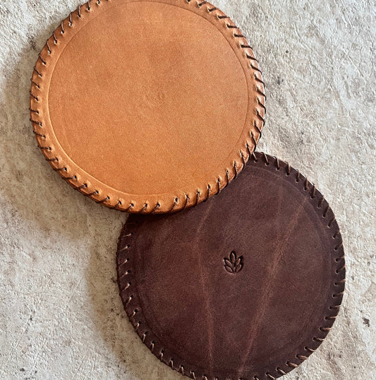 Dessous de verre en cuir x4